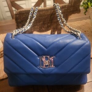 Nwt new Badgley Mischka blue purse bag . Turn lock. Blue.